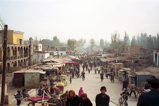37 Kashgar Busy Street On The Way To Sunday Market 1993